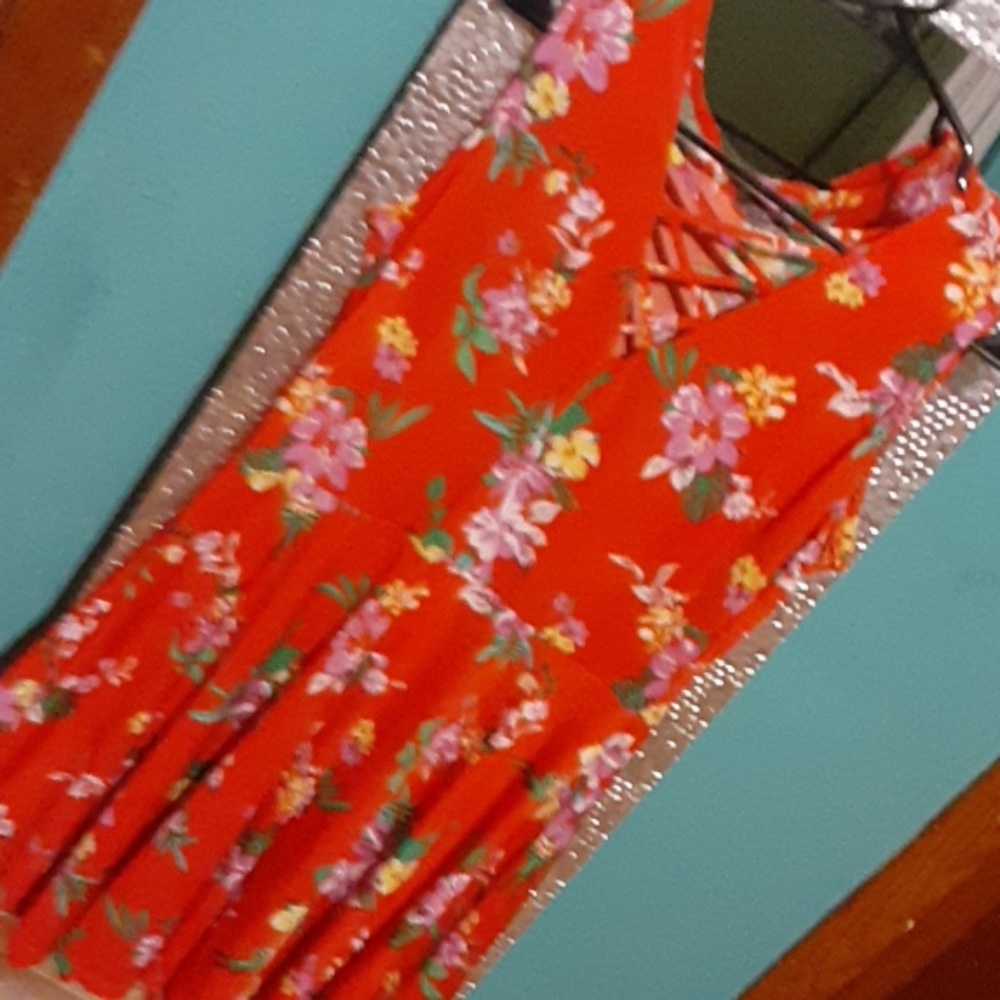 Orange summer floral dress